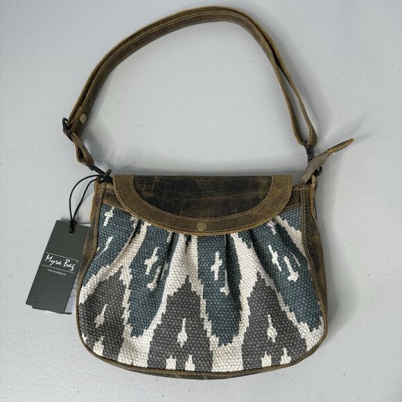 Myra Seeker Shoulder Bag Canvas Leather Brown - Picture 1 of 8